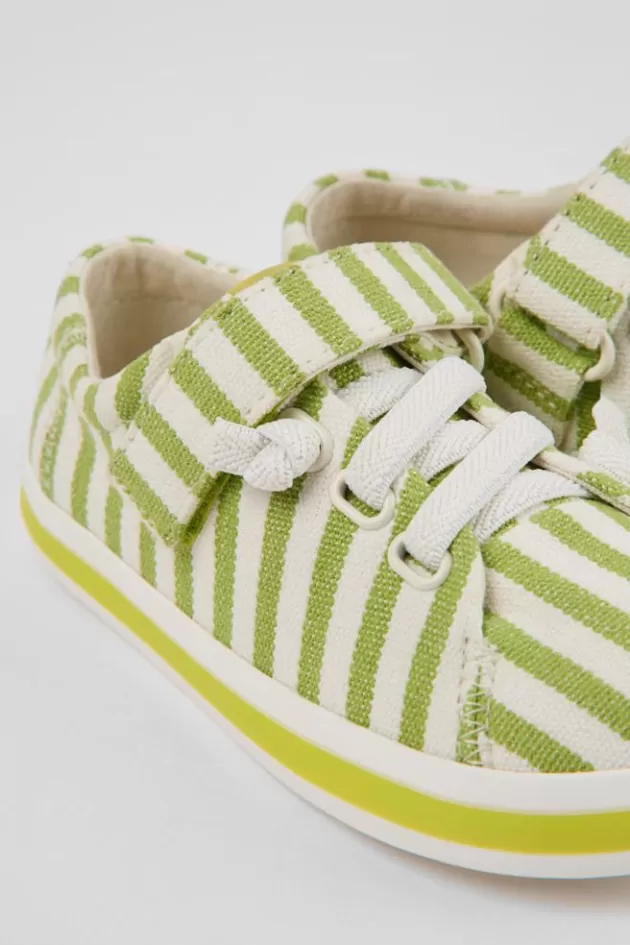 Store Camper Kinderschoen, Groen-Wit, Streep, Gerecycled Katoen