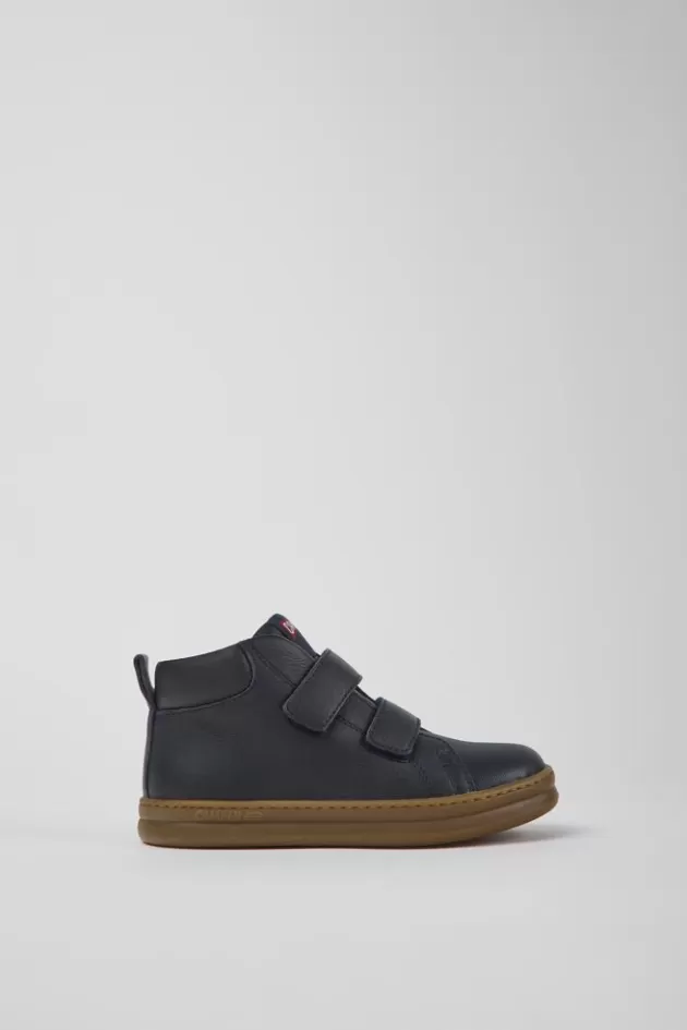 Fashion Camper Marineblauwe Leren En Stoffen Kinder-Enkelboots