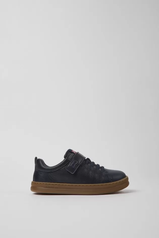 Hot Camper Marineblauwe Leren En Stoffen Kindersneakers