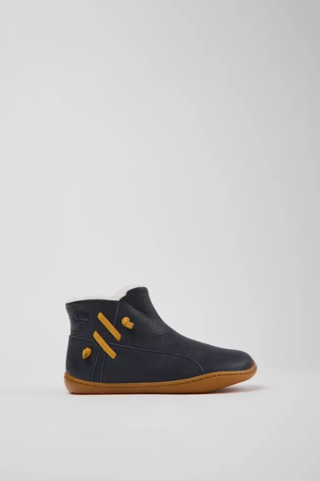 Store Camper Marineblauwe Leren Enkelboots