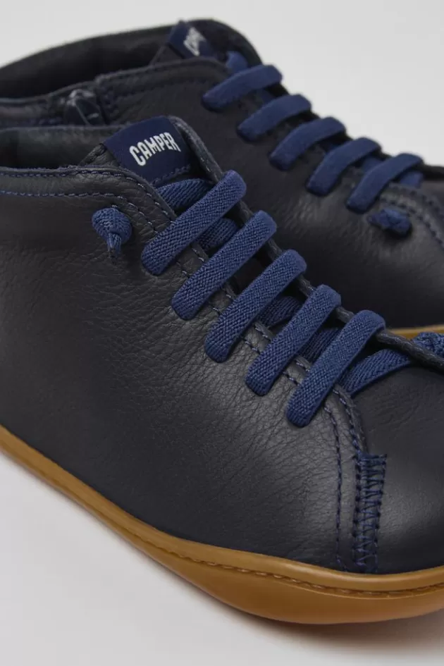 Fashion Camper Marineblauwe Leren Kinder-Enkelboots