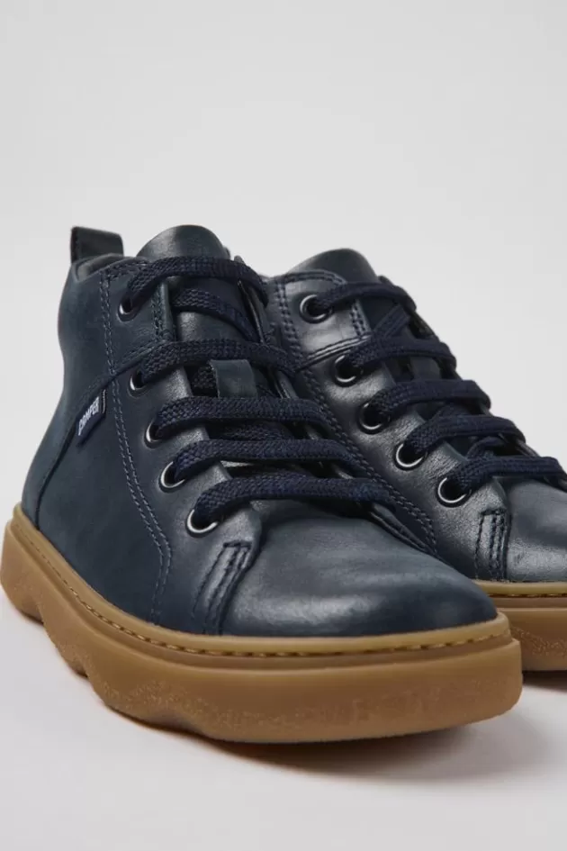 Sale Camper Marineblauwe Leren Kinder-Enkelboots