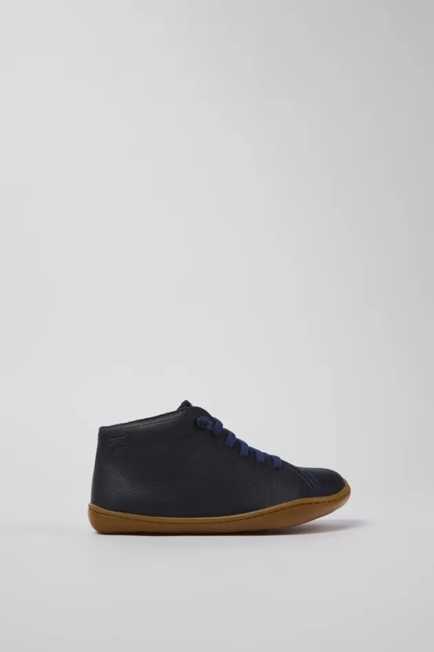 Fashion Camper Marineblauwe Leren Kinder-Enkelboots