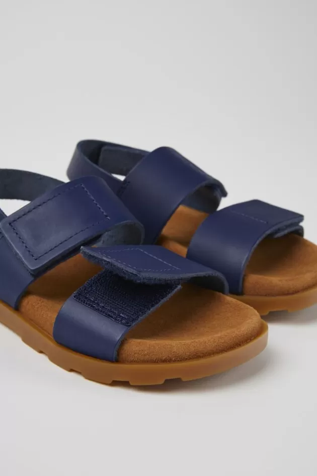 Store Camper Marineblauwe Leren Kindersandalen