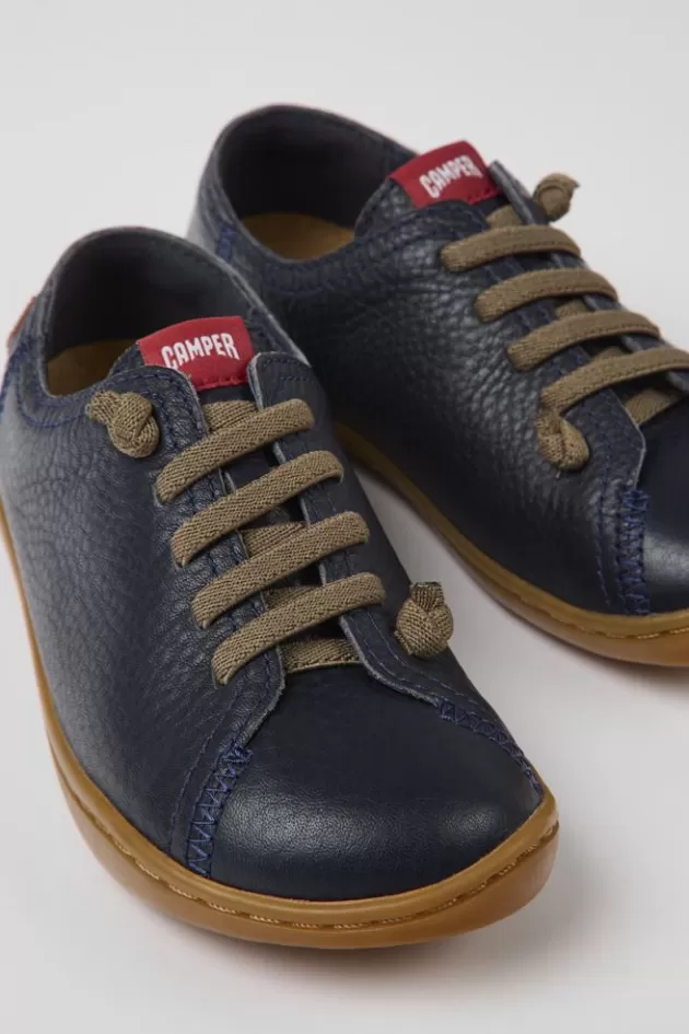 Discount Camper Marineblauwe Leren Kinderschoenen