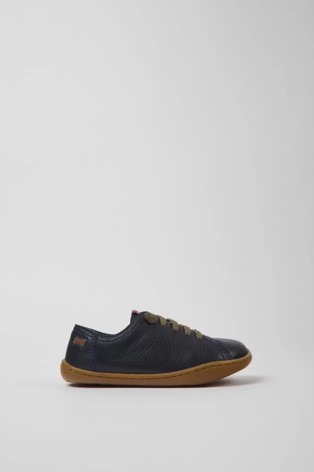 Discount Camper Marineblauwe Leren Kinderschoenen