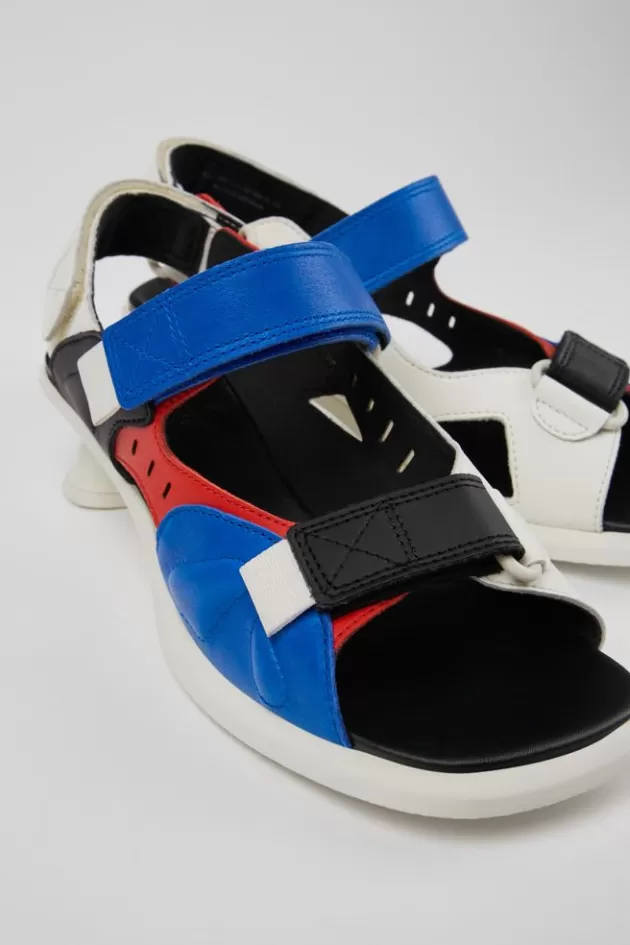 Shop Camper Meerkleurige 2-Bands Damessandaal, Gerecycled Leer