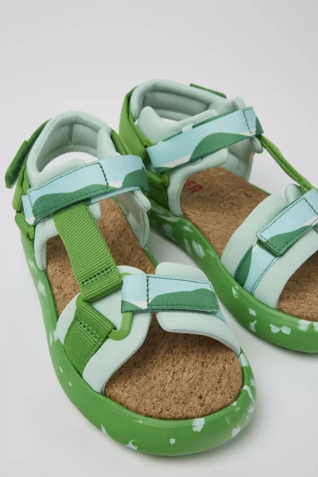 Store Camper Meerkleurige Damessandaal Van Textiel