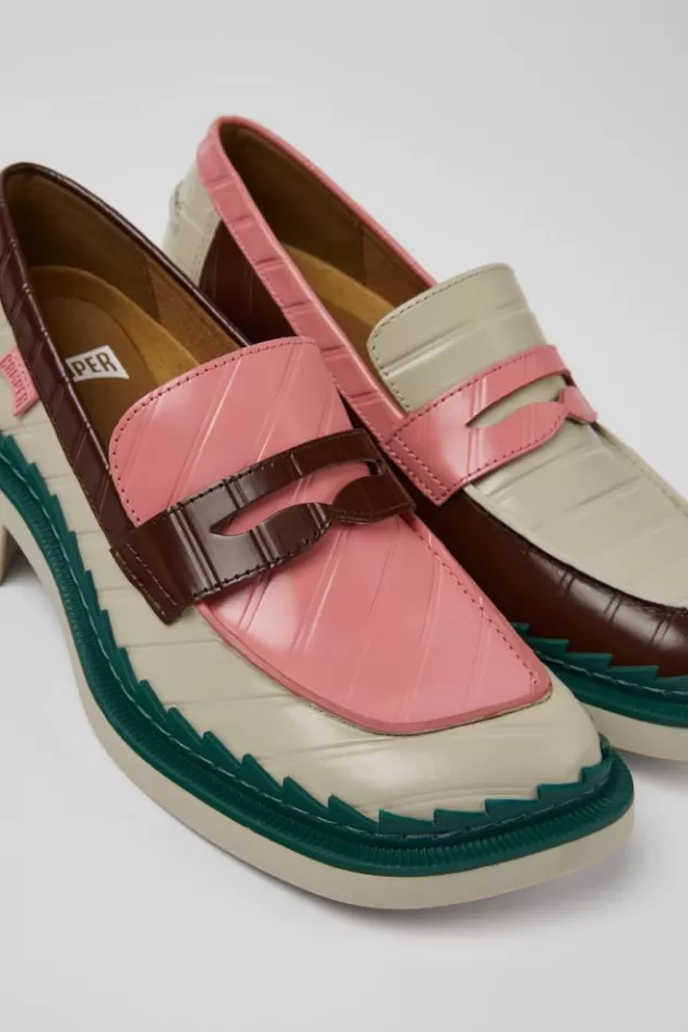 Online Camper Meerkleurige Leren Damesloafers
