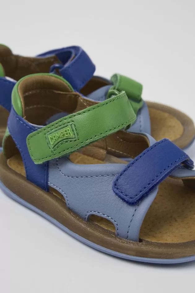 Hot Camper Meerkleurige Leren Sandaal Met 2 Bandjes