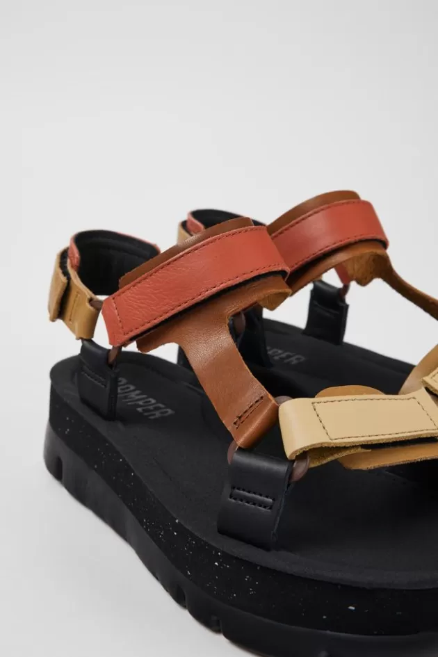 New Camper Meerkleurige Leren Sandaal Voor Dames
