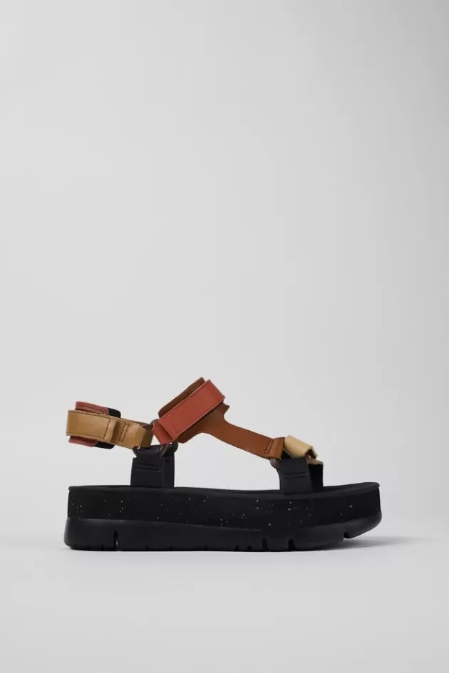 New Camper Meerkleurige Leren Sandaal Voor Dames