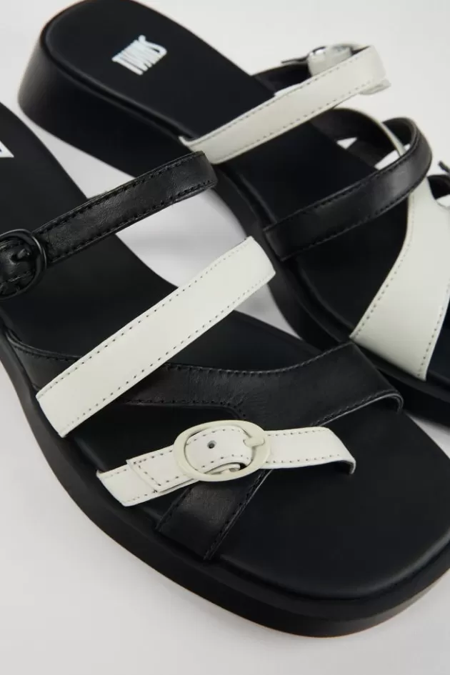 Best Camper Meerkleurige Leren Teenslipperstijl Damessandaal