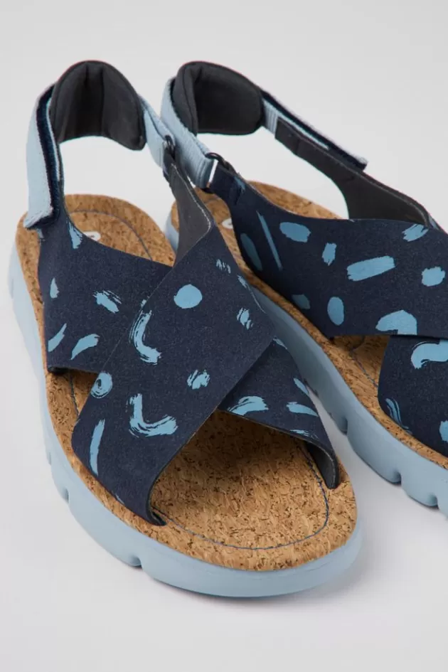 Sale Camper Meerkleurige Nubuck En Stoffen Damessandalen
