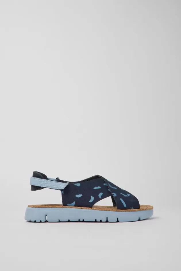 Sale Camper Meerkleurige Nubuck En Stoffen Damessandalen