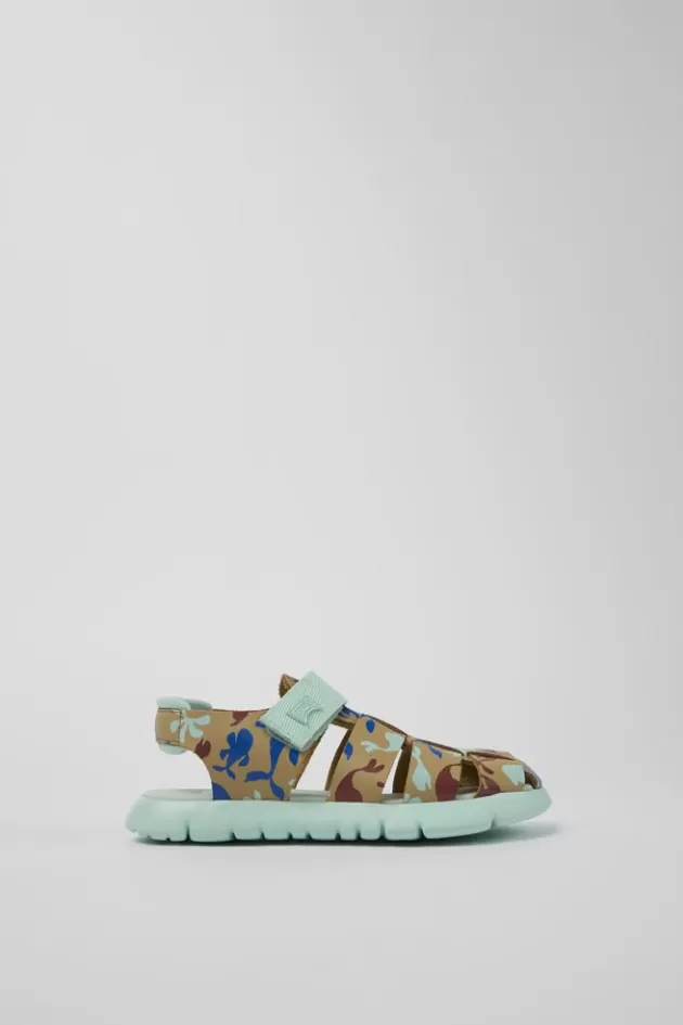 New Camper Meerkleurige Sandaal Van Leer/Textiel