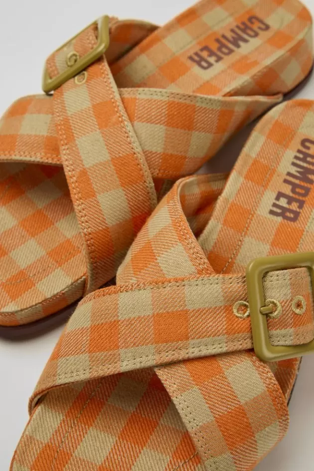 Clearance Camper Oranje En Beige Damessandalen