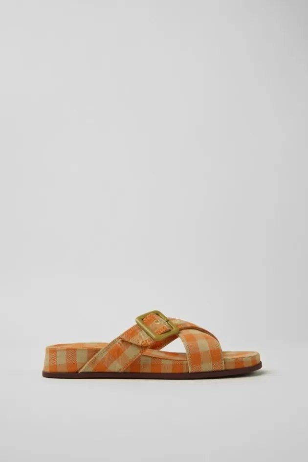 Clearance Camper Oranje En Beige Damessandalen