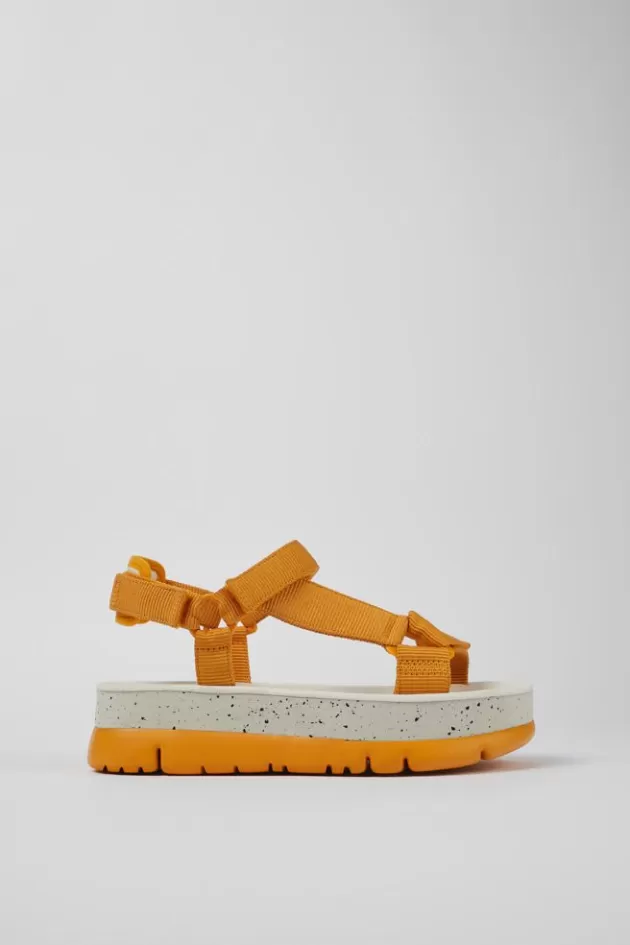 Best Sale Camper Oranje Textiel Sandaal Voor Dames