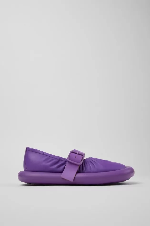 Hot Camper Paarse Leren Ballerina Voor Dames