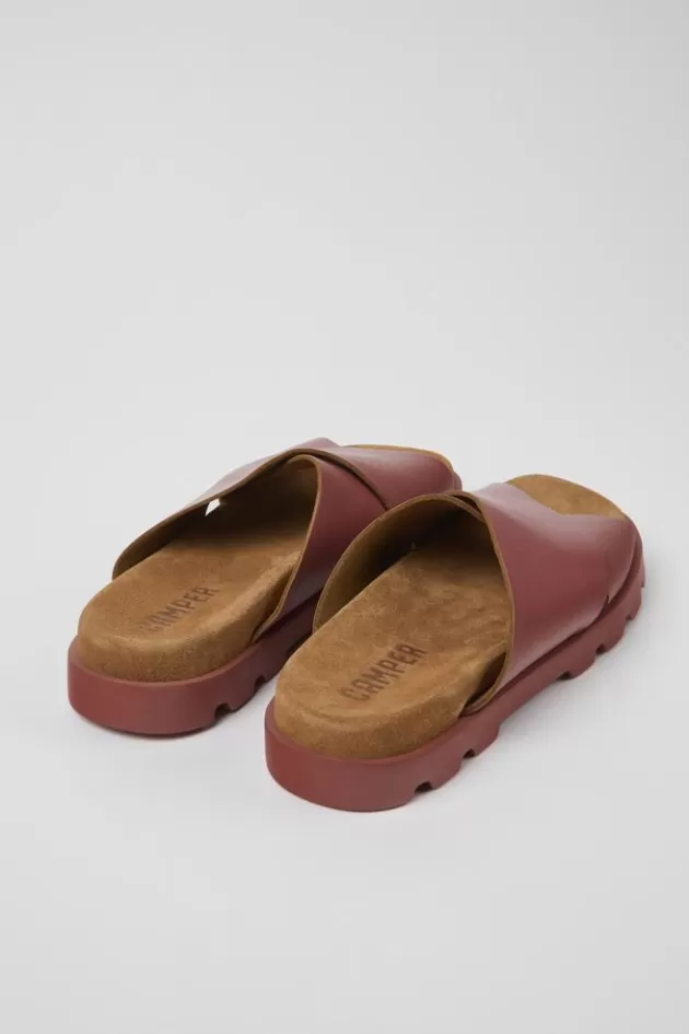 Cheap Camper Rode Leren Damessandaal Met Gekruiste Bandjes