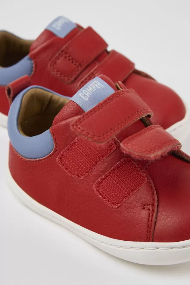 Online Camper Rode Leren Sneaker