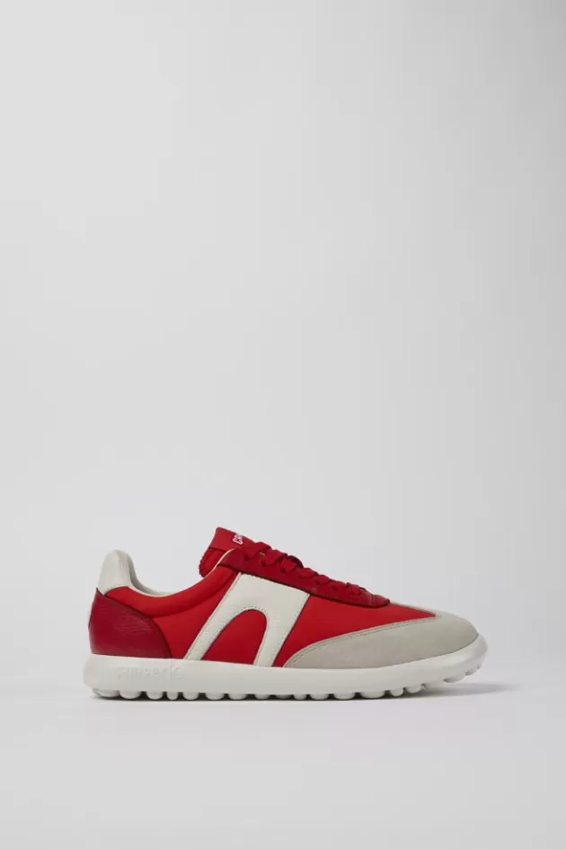 Store Camper Rode Sneaker Van Textiel/Leer Voor Dames