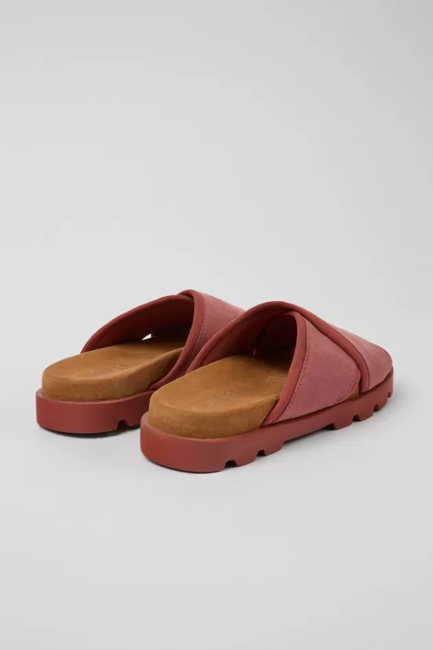 Cheap Camper Rode Textiel Damessandaal Met Gekruiste Bandjes