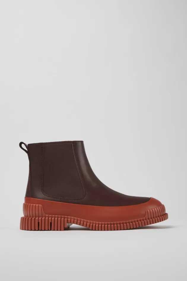 Cheap Camper Rood Met Bruine Leren Chelseaboots Voor Heren