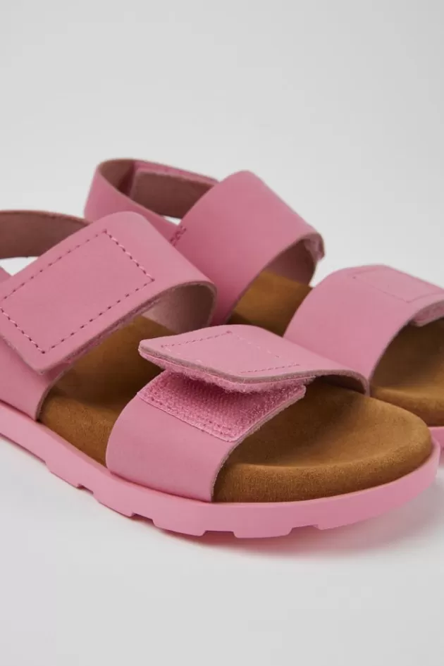 Online Camper Roze Leren Kindersandalen