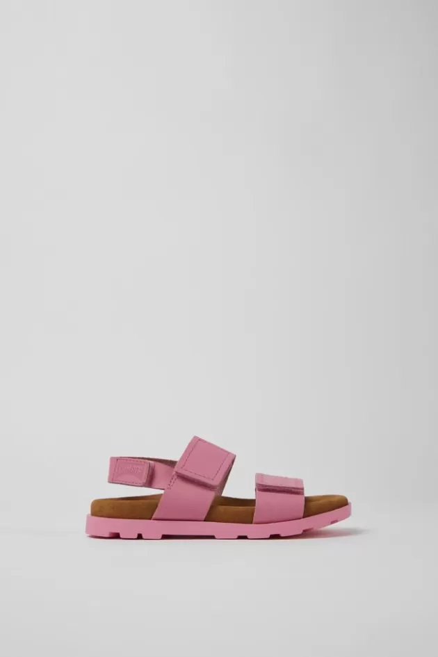 Online Camper Roze Leren Kindersandalen