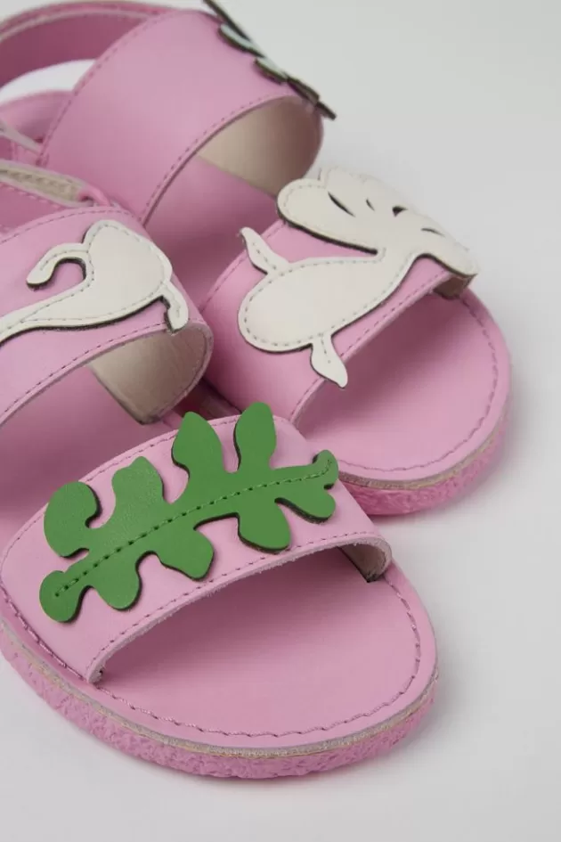 Fashion Camper Roze Leren Sandaal Met 2 Bandjes
