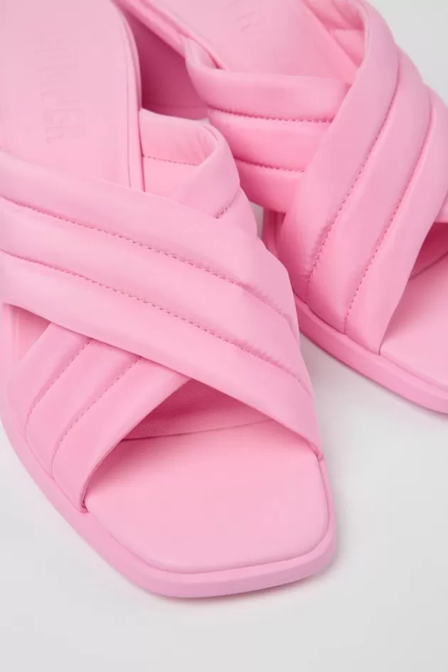 Sale Camper Roze Textiel Damessandaal Met Gekruiste Bandjes