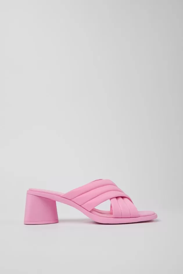 Sale Camper Roze Textiel Damessandaal Met Gekruiste Bandjes