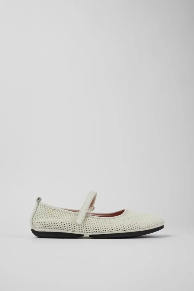 Clearance Camper Witte Ballerina Van Textiel/Leer Voor Dames