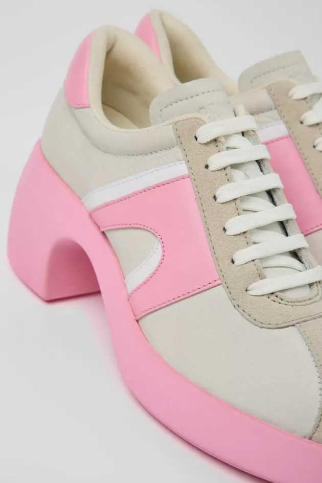 Fashion Camper Witte Damesschoen Van Leer/Nubuck