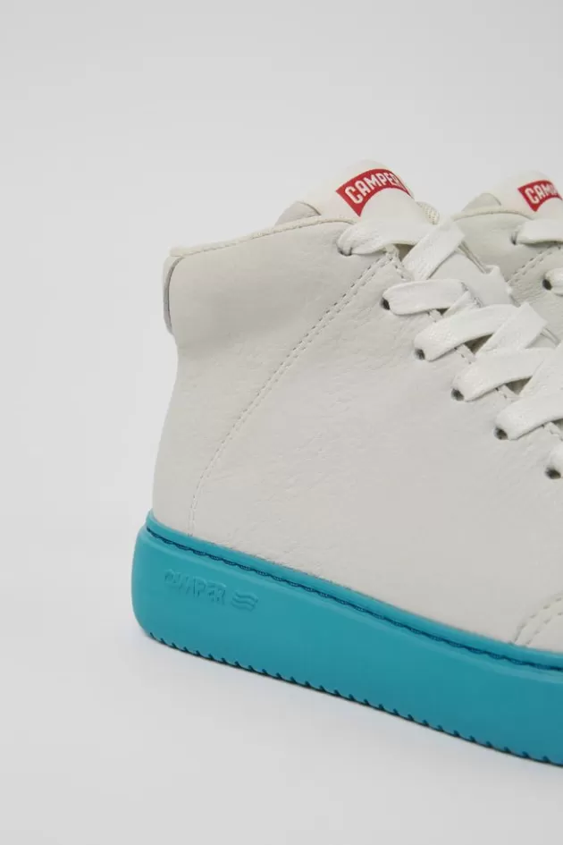 Clearance Camper Witte Damessneakers Van Ongeverfd Leer