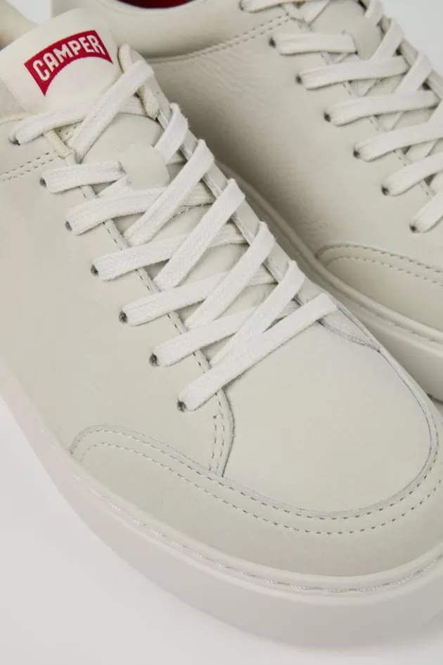 Store Camper Witte Damessneakers Van Ongeverfd Leer