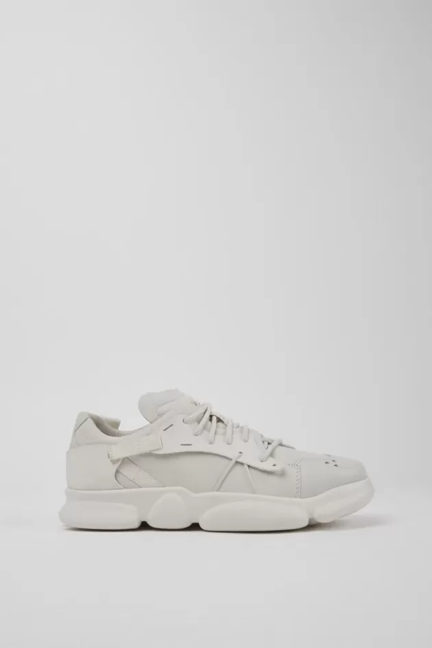 Clearance Camper Witte Damessneakers Van Ongeverfd Leer