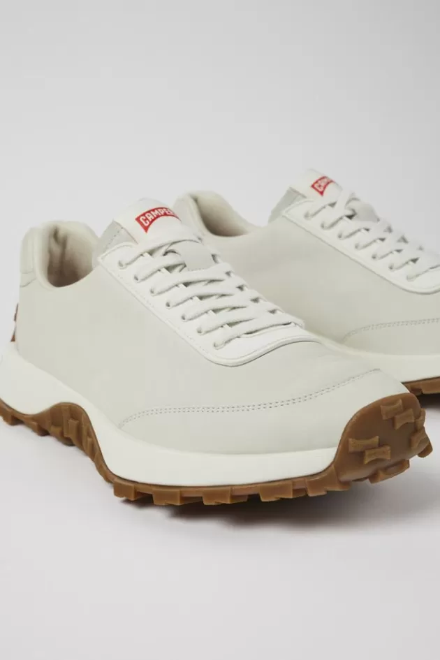 Discount Camper Witte Herensneakers Van Ongeverfd Leer