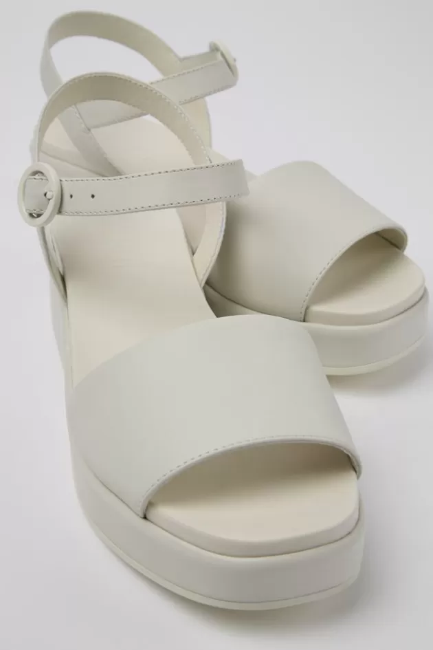 Cheap Camper Witte Leren Damessandaal Met 2 Bandjes