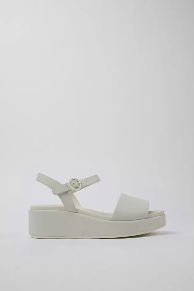 Cheap Camper Witte Leren Damessandaal Met 2 Bandjes