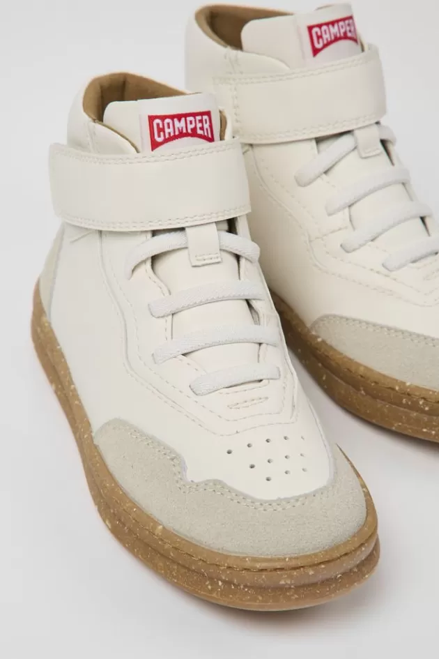 Cheap Camper Witte Leren En Nubuck Kinder-Enkelboots