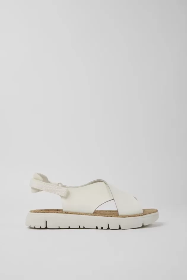 Best Sale Camper Witte Leren En Stoffen Damessandalen