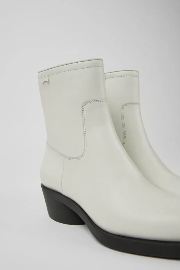 Discount Camper Witte Leren Enkellaarzen Voor Dames