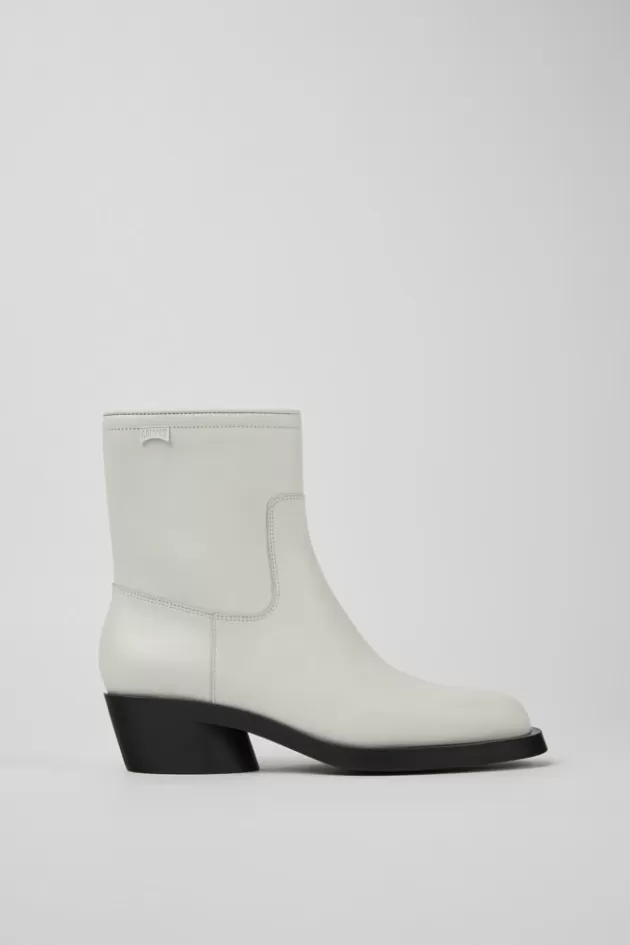 Discount Camper Witte Leren Enkellaarzen Voor Dames