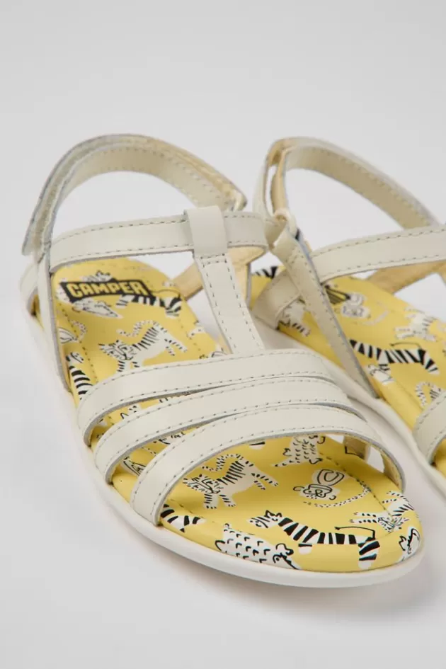 Online Camper Witte Leren Kindersandalen