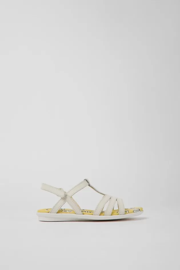 Online Camper Witte Leren Kindersandalen