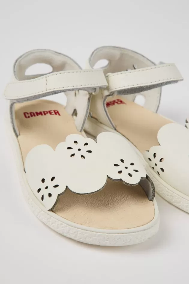 Cheap Camper Witte Leren Meisjessandalen