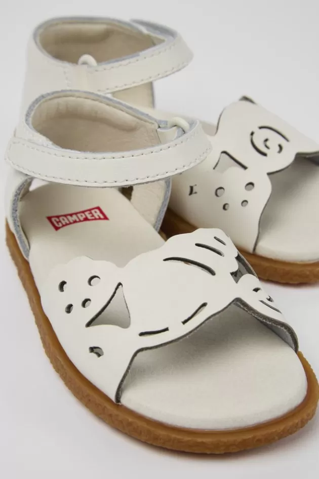 Shop Camper Witte Leren Sandaal Met 2 Bandjes